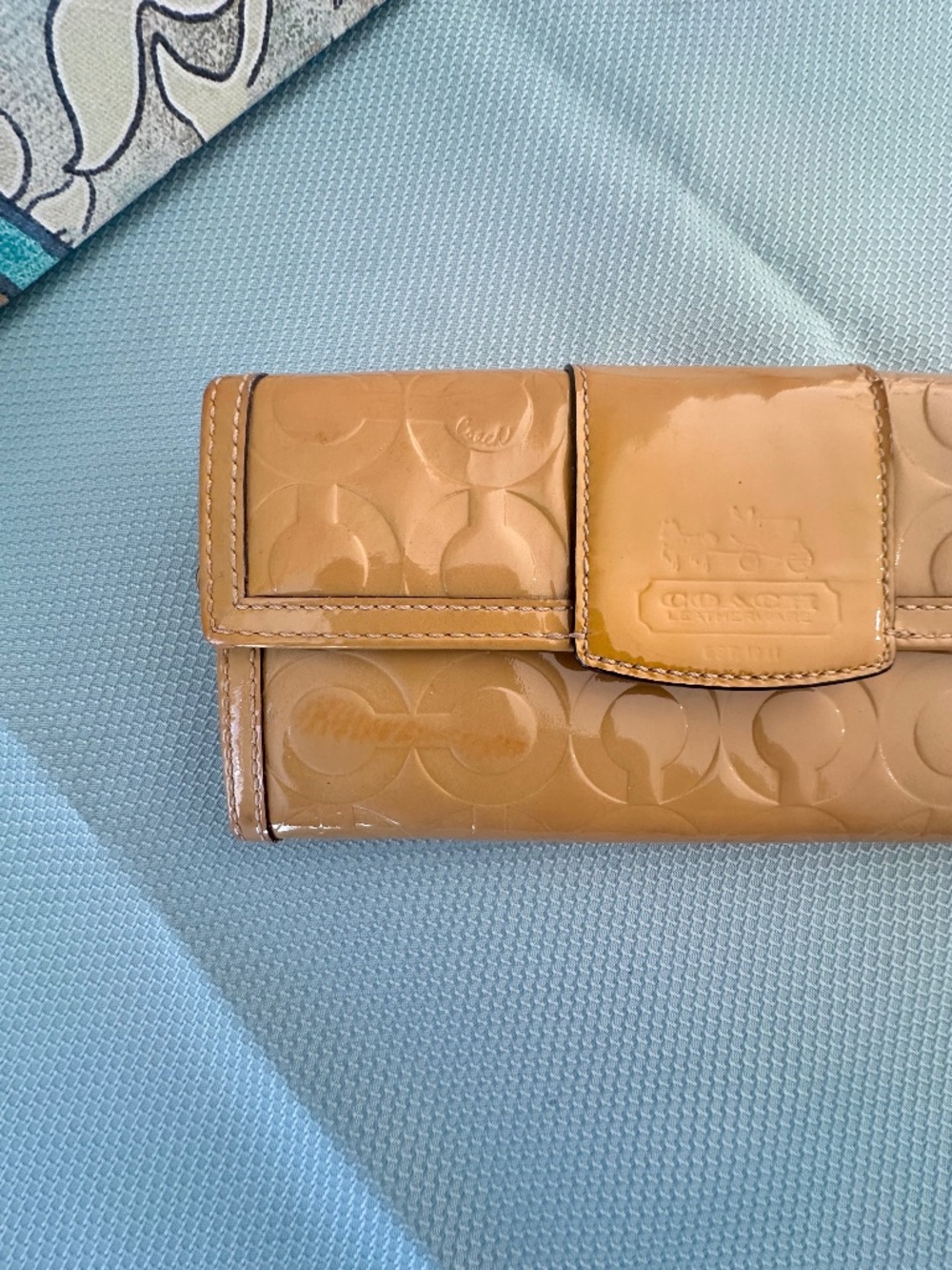 Coach Soho Signature Embossed Patent Leather Envelope Wallet